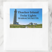 Thacher Island Twin Lights, Massachusettsスタンプ 長方形シール (バッグ)