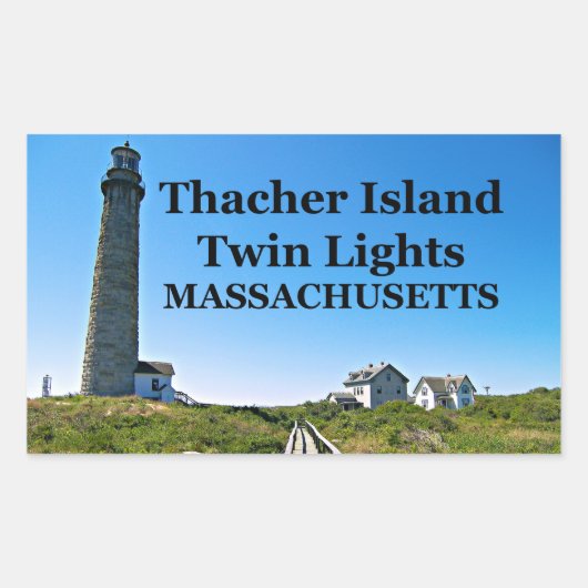 Thacher Island Twin Lights, Massachusettsスタンプ 長方形シール (正面)
