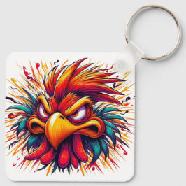 "Thad Mad Rooster" Double Sided Aluminum Keychain キーホルダー
