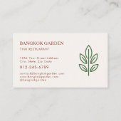 Thai Restaurant Catering Service Photo 名刺 (裏面)