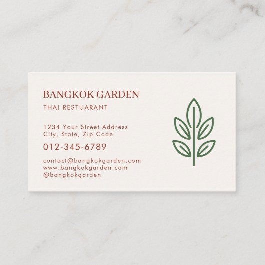 Thai Restaurant Catering Service Photo 名刺 (裏面)