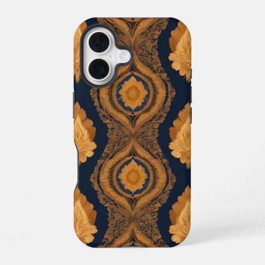 Thai Silk inspired Pattern in Gold iPhone 16ケース (裏面)