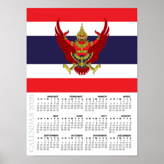 Thailand 2026 Calendar, Large, Thai Flag ポスター