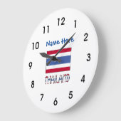 Thailand and Thai Flag with Your Name Large Clock ラージ壁時計 (傾斜)