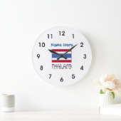 Thailand and Thai Flag with Your Name Large Clock ラージ壁時計 (ホーム)