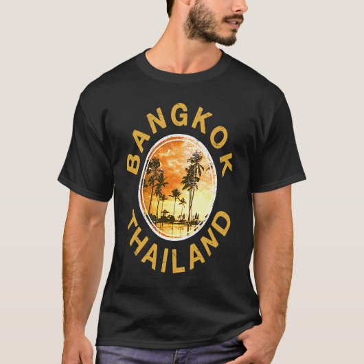 Thailand Bangkok Retro Sunset Tシャツ (正面)