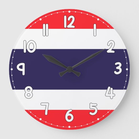 Thailand Flag Wall Clock – Wall Clocks for Kitchen ラージ壁時計 (正面)