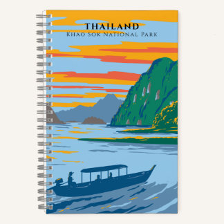 Thailand Khao Sok National Park Travel Art Deco ノートブック