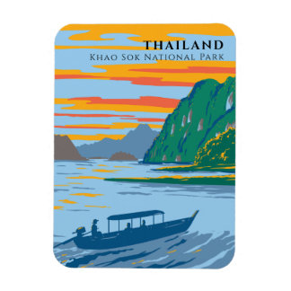 Thailand Khao Sok National Park Travel Art Deco マグネット