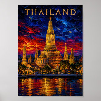 Thailand: Radiant Sunset Wat Arun Art Souvenir ポスター