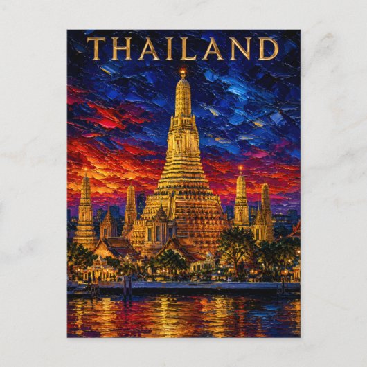 Thailand: Radiant Sunset Wat Arun Art Souvenir ポストカード (正面)
