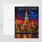 Thailand: Radiant Sunset Wat Arun Art Souvenir ポストカード (正面/裏面)