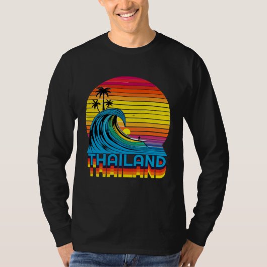 Thailand Retro Throwback Surf & Thai Beach Souveni Tシャツ (正面)