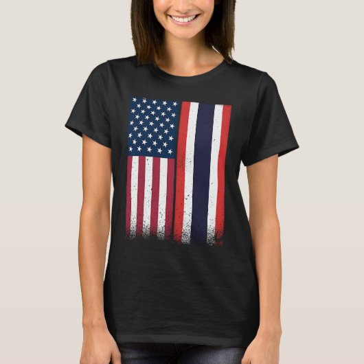 Thailand  Thai American Flags Proud USA Thailand Tシャツ (正面)