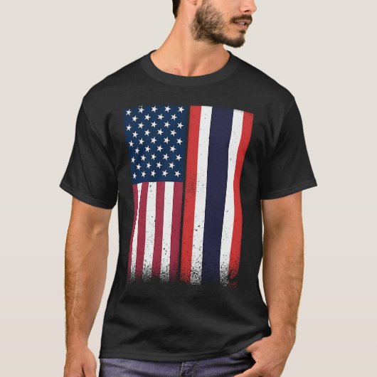 Thailand  Thai American Flags Proud USA Thailand Tシャツ (正面)
