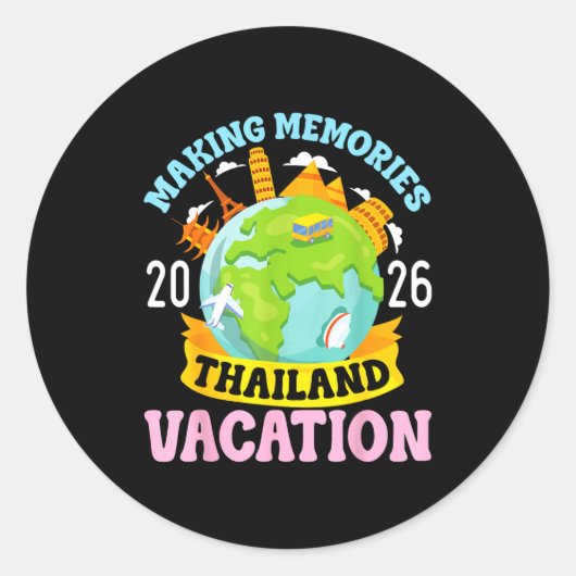 Thailand Vacation 2026 Travel Making Memories Fami ラウンドシール (正面)