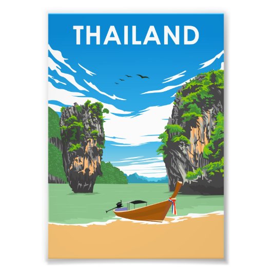 Thailand Vintage Minimal Retro Traevl Poster フォトプリント (正面)