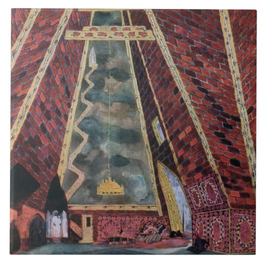 Thamar 1912年のための景色のデザイン(色のlitho) タイル (正面)