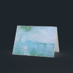 Thames (Claude Monet)グリーティングカードの霧 カード<br><div class="desc">このデザインは印象派絵画のアーティスフランスのトであるクロード・モネ(1840-1926)の作品を特集している。イギリスのロンドンのテムズ川を渡るチャリング・クロス・ブリッジを示している。霧の多い風景は青の様々な色合いで構成され、水の上に月輝く光が存在する。このオリジナルのアートワークは1903年に完成し、現在はハーバード大学のフォッグ美術館に収蔵されている。</div>