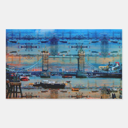 Thames Memories of Tower Bridge, London England 長方形シール (正面)