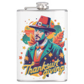 Thancksgiving Flask、Flask、おもしろいThanksgiving Dri フラスク (正面)