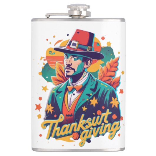 Thancksgiving Flask、Flask、おもしろいThanksgiving Dri フラスク (正面)