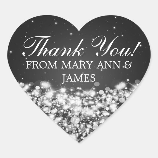 Thank エレガント Star Sparkle Black ハートシール (正面)