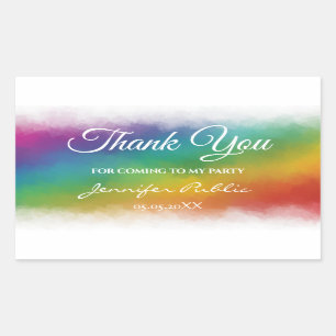 Thank カラフル You Hand Script文字テンプレート 長方形シール
