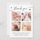 Thank スタイリッシュ Script Photo Collage誕生 案内状 (正面)