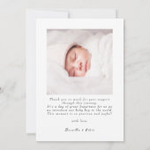 Thank スタイリッシュ Script Photo Collage誕生 案内状 (裏面)