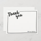 Thank パーソナライズされた You Flat Note, Black Script サンキューカード (正面/裏面)