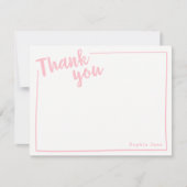 Thank パーソナライズされた You Flat Note, Pink Script サンキューカード (正面)