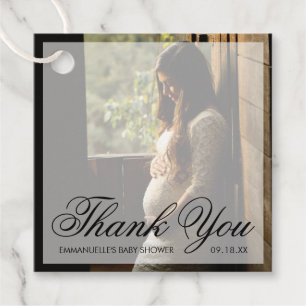 Thank モダン Photo Baby Shower男女兼用 フェイバータグ