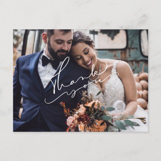 Thank モダン You Custom Wedding Photo Postcard ポストカード (正面)