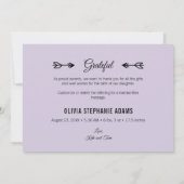 Thank モダン You Photo College Statsフラット誕生 案内状 (裏面)