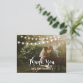 Thank 素朴 You Photo String Lightsのカー結婚ド ポストカード (スタンド正面)