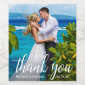 Thank 結婚 You Bride Groom Photo ワインラベル (シングルラベル)