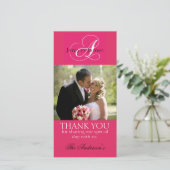 Thank 結婚 You Bride Groom Photo Cards明るい赤紫色 サンキューカード (スタンド正面)