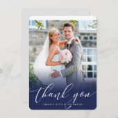 THANK 結婚 YOU photo エレガントKighl navy サンキューカード (正面/裏面)