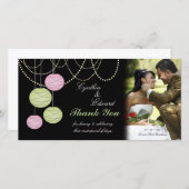 Thank 結婚 You Pink Green Lanterns Photo Card サンキューカード (正面/裏面)