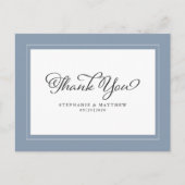 Thank 結婚's書モダン跡ほこりっぽい青 ポストカード (正面)