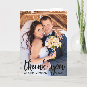 Thank 結婚's Photo モダン Script Fold Card B シーズンカード