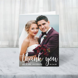 Thank 結婚's Photo モダン Script Note Card シーズンカード