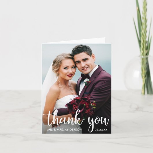 Thank 結婚's Photo モダン Script Note Card シーズンカード (正面)