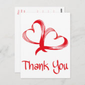 Thank 赤と白 You Doubleハートはがき ポストカード (正面/裏面)