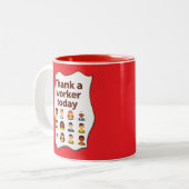 Thank a Worker Today Diversity Workers Design ツートーンマグカップ (正面左)