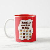 Thank a Worker Today Diversity Workers Design ツートーンマグカップ (左)