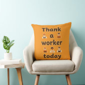 Thank a Worker Today Minimal Typography Design クッション (椅子)