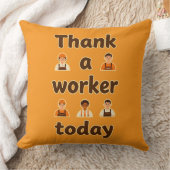 Thank a Worker Today Minimal Typography Design クッション (ブランケット)