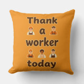 Thank a Worker Today Minimal Typography Design クッション (正面)